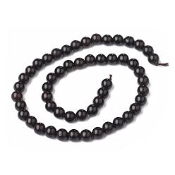 Wood Natural Ebony Wood Beads Strands, Round, 8~8.5mm, Hole: 2mm, about 50pcs/strand, 15.1 inch(38.5cm)