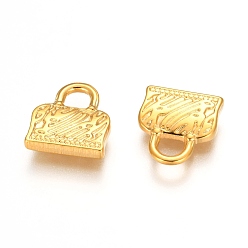 Golden 304 Stainless Steel Pendants, Textured, Hand Bag, Golden, 12x11x2.5mm, Hole: 3X3mm