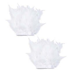Белый Украшение для манжет одежды с отделкой из перьев петуха, с застежкой-липучкой, белые, 150x250x0.9 мм