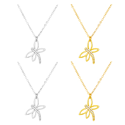 Platinum & Light Gold 4 шт. 2 цвета сплава кристалл горный хрусталь ожерелья с подвеской в виде стрекозы, ожерелья из железных цепей для женщин, платина и светлое золото, 18.58 дюйм (47.2 см), 2 шт / цвет