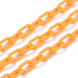 Оранжевый Непрозрачные акриловые скрепки ручной работы, тянутые удлиненные кабельные цепи, оранжевые, 13x7.5x2 мм, 19.88 дюйм (50.5 см) / прядь