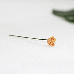 Персиковый Слойка Имитационная модель розы из смолы с железной проволокой, украшение куклы, аксессуары для ролевых игр, розовые, 60x9 мм