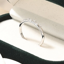 Прозрачный Кольца-манжеты для пальцев из платиновой латуни с микропаве из кубического циркония для женщин, без кадмия и без свинца, долговечный, прозрачные, 0.23 см, внутренний диаметр: регулируемый