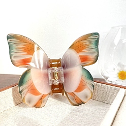 Легкий Лосось Акриловые коготь заколки, бабочка, светлый померанцевый, 112x80 мм