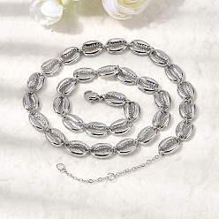 Нержавеющая Сталь Цвет Пляжный морской пейзаж 304 цепочки из нержавеющей стали в форме ракушки для женщин, не тускнеет, цвет нержавеющей стали, 16.22 дюйм (41.2 см)