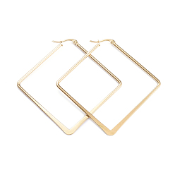 Золотой 201 угловые серьги-кольца из нержавеющей стали., с 304 штифтов из нержавеющей стали, плоский ромб, золотые, 64.5x66x1.5~2 мм, штифты : 1x0.7 мм