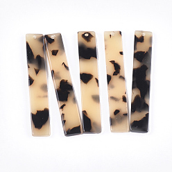 Белый Навахо Ацетат целлюлозы (смола) большие подвески, черепаховый узор, прямоугольные, навахо белый, 53x9x2~3 мм, отверстие : 1.5 мм