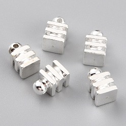 Посеребрённый Латунь прелести, долговечный, башня, 925 серебро покрытием, 6.5x4 мм, отверстие : 0.8 мм