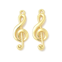 Настоящее золото 18K Латунные подвески, прелести музыкальных нот, стойки покрытие, долговечный, без кадмия и без свинца, реальный 18 k позолоченный, 17x6x2 мм, отверстие : 1 мм