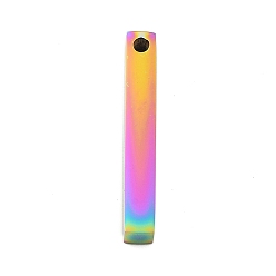 Rainbow Color Ионное покрытие (ip) 304 подвески из нержавеющей стали, прямоугольник / бар, Радуга цветов, 28x4x4 мм, отверстие : 2 мм
