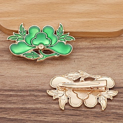 Зеленый Заколки для волос из кожи аллигатора с цветочным сплавом, Древний стиль ханьфу аксессуары для женщин и девочек, зелёные, 50x30 мм