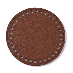 Coconut Brown Litchi Grain PU Leather Bag Bottoms, Flat Round, Coconut Brown, 12x0.4cm, Hole: 5mm