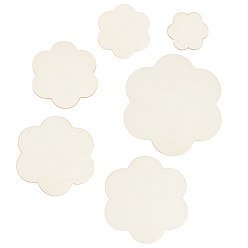 Moccasin Wooden Blank Plates Set, Flower, Moccasin, 4.6~27.7x4.95~30x0.25cm, 6pcs/set