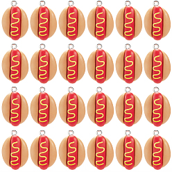 Красный 60подвески из непрозрачной смолы, очарование хот-дога, имитация еды, с платиновыми тоновыми железными петлями, красные, 27.5x18x8 мм, отверстие : 2x2.5 мм