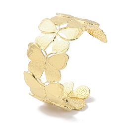 Настоящее золото 18K 304 женские браслеты с открытыми манжетами из нержавеющей стали, бабочка, реальный 18 k позолоченный, внутренний диаметр: 2-3/8 дюйм (6.1 см), 34.5 мм