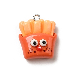 Другие Подвески из смолы, с фурнитурой платина железная, имитация еды, жареные чипсы, 23.5x20x10 мм, отверстие : 2 мм