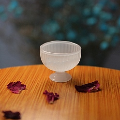 White Glass Miniature Goblet Ornaments, Micro Landscape Garden Dollhouse Accessories, Pretending Prop Decorations, White, 20x21mm