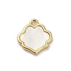 Золотой Подвески-цветы из натуральной белой ракушки из латуни, золотые, 13.5x13.5x2 мм, отверстие : 1.4 мм