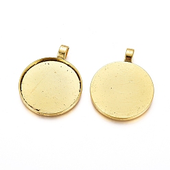 Antique Golden Alloy Pendant Cabochon Settings, Plain Edge Bezel Cups, DIY Findings for Jewelry Making, Cadmium Free & Nickel Free & Lead Free, Flat Round, Antique Golden, 62.5x50x4mm