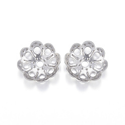 Нержавеющая Сталь Цвет Устойчивы к потускнению 304 колпачки из нержавеющей стали, цветок, мульти-лепесток, цвет нержавеющей стали, 9x2 мм, отверстие : 1.5 мм