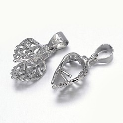 Платина Стойки обшивки латунь подвесные прижимные поручительств, филигрань лист, платина, 18x8x10 мм, отверстия: 5x3 мм, штифты: 1 мм