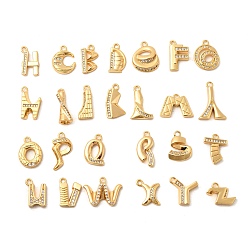 Letter A~Z 26 шт. Латунные брелоки из прозрачного кубического циркония с микропаве, без никеля , реальный 18 k позолоченный, Письмо ~ Z, 10~18x6.5~17x2~6 мм, отверстие : 1.5~1.6 мм