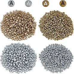 Mixed Color 240g 4 Style Acrylic Beads, Flat Round with Black Letter & White Letter, Mixed Color, 7x4mm, Hole: 1mm