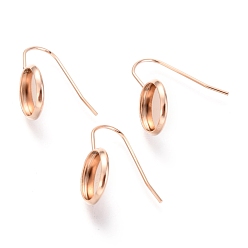 Розовое Золото 304 нержавеющей стали серьги крюков, плоско-круглые, розовое золото , лоток : 10 мм, 20x12 мм, 21 датчик, штифты : 0.7 мм