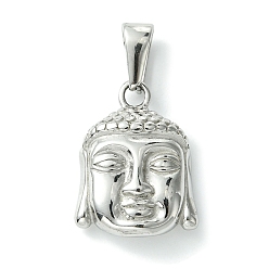 Нержавеющая Сталь Цвет Не тускнеющие 304 подвески из нержавеющей стали, очарование будды, цвет нержавеющей стали, 26x19.5x7 мм, отверстие : 8.5x4.5 мм