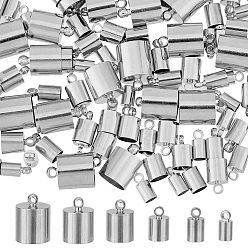 Платина 120шт. 6 размеры латунные наконечники шнура, Торцевые крышки, платина, 8~14x4~10 мм, отверстие : 1~2 мм, внутренний диаметр: 3~9 мм