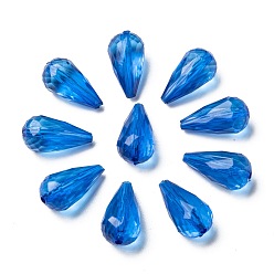Королевский синий Прозрачные акриловые бусины, граненые, слеза, королевский синий, 21x11 мм, отверстие : 2 мм, Около 395 шт / 500 г