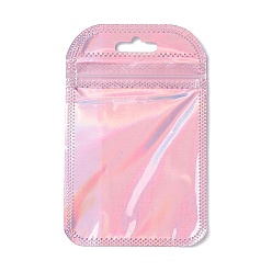 Pink Полипропиленовые пакеты с многоразовой застежкой, сумки с застежкой-молнией, мешок с самоуплотнением, прямоугольные, розовые, 11x7x0.2 см