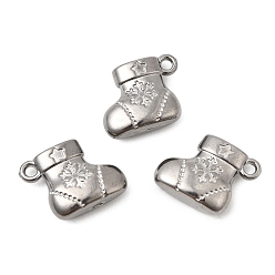 Нержавеющая Сталь Цвет Рождественские 304 подвески из нержавеющей стали, рождественские чулки с подвесками, цвет нержавеющей стали, 12x16x5 мм, отверстие : 1.6 мм