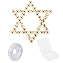 Golden Plated 400Pcs DIY Electroplate Non-magnetic Synthetic Hematite Stretch Bracelets Making Kits, Including Round Beads and Elastic Thread, Golden Plated, 4mm, Hole: 1mm