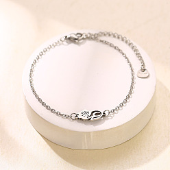 Cat Shape 304 maillons en acier inoxydable bracelets, couleur inox, sans ternissement, forme de chat, 6.50 pouce (16.5 cm)