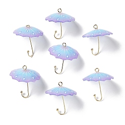 Светло-Голубой Акриловые подвески, зонтик, с латунной найти, Небесно-голубой, 21.5x22 мм, отверстие : 2 мм