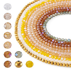 (52) Непрозрачная лаванда 10 пряди 10 цвета гальванических стеклянных бусин пряди, смешанный стиль, граненые, рондель, разноцветные, 4x3 мм, отверстие : 0.4 мм, около 110~115 шт / нитка, 15.35~15.75'' (39~40 см), 1 прядь / цвет