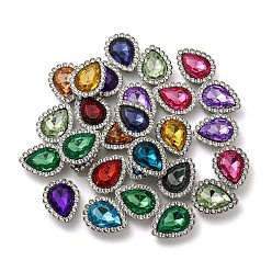 Mixed Color Acrylic Rhinetsone Cabochons, with ABS Plastic, Teardrop, Mixed Color, 19x15x6mm