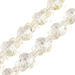 Light Yellow Transparent Glass Beads Strands, Turtle, Dyed & Hearted, Light Yellow, 17.5~18.5x13.5~14x8~8.5mm, Hole: 1~1.2mm, about 40~45pcs/strand, 26.77~30.12 inch(68~76.5cm)