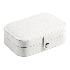 White Imitation Leather Box, Jewelry Organizer, for Necklaces, Rings, Earrings and Pendants, Rectangle, White, 16x11x5cm