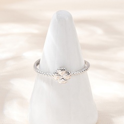 Платина Регулируемые кольца из стерлингового серебра для женщин, платина, 6.5x6.5 мм, внутренний диаметр: 20 мм