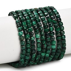 Малахит Природного малахита бисер нитей, граненые, кубические, 4x4x4 мм, отверстие : 0.7 мм, около 105 шт / нитка, 15.55 дюйм (39.5 см)