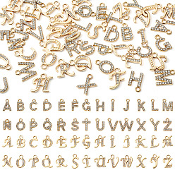 Light Gold 52шт 52 стили сплава стразы подвески, Письмо ~ Z, золотой свет, 12~16.5x3.5~14x2 мм, отверстие : 1.6~2 мм
