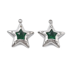 Нержавеющая Сталь Цвет 304 микро нержавеющей стали прокладывать Цирконом подвески, звезда, со стразами, цвет нержавеющей стали, 16.5x15x5 мм, отверстие : 1.5 мм
