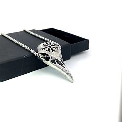 Нержавеющая Сталь Цвет Винтажный кулон в виде черепа викинга с орлом, из нержавеющей стали, мужская цепочка