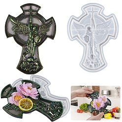 White Cross DIY Jewelry Plate Silicone Molds, for UV Resin, Epoxy Resin Craft Making, White, 250x186x15mm