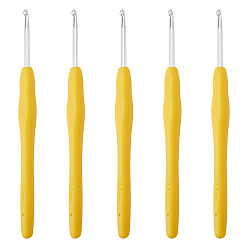 Mixed Color TPR Handle Aluminum Crochet Hook Needles, Mixed Color, 140x11.5mm, Pin: 3.5mm, 10pcs/set