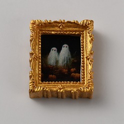 Ghost Прямоугольная фоторамка из смолы в стиле Хэллоуина, аксессуары для кукольных домиков, призрак, 29x24x7 мм