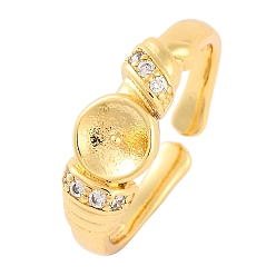 Настоящее золото 18K Покрытие стойки латунь прозрачный кубический цирконий компоненты манжеты, Настройки колодки кольцо, без кадмия и без свинца, долговечный, реальный 18 k позолоченный, лоток : 5 мм, регулируемый, 7 мм