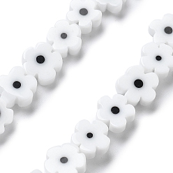 Белый Handmade millefiori lampwork beads strands, цветок, белые, 7.5~8.5x7.5~8.5x3~3.5 мм, отверстие : 0.8 мм, около 50 шт / нитка, 15.75~15.94 дюйм (40~40.5 см)